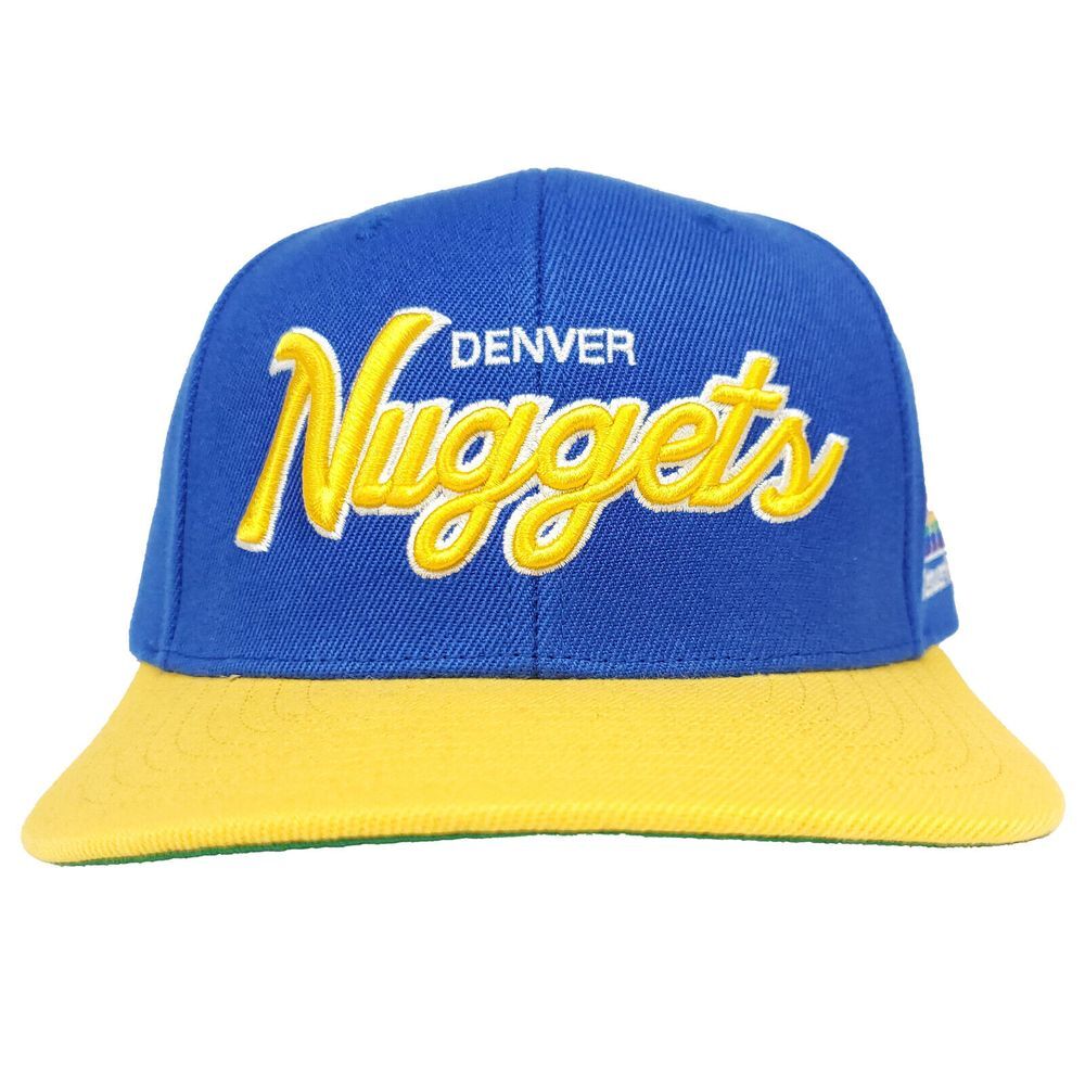 Denver Nuggets Mitchell & Ness NBA Pro‎ Fit Snapback Hat Cap Script 3D Logo New